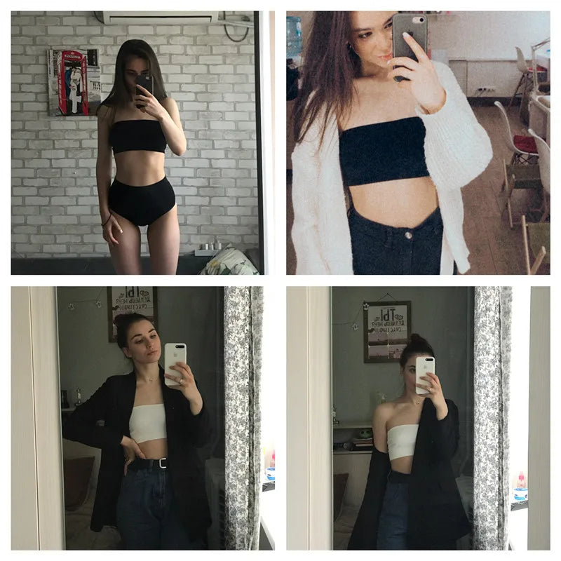 Strapless Tube Top M-XL Seamless Bras Non-Wire Bandeau Bra Women Crop Tops Sexy Underwear Removable Pads Female Intimate