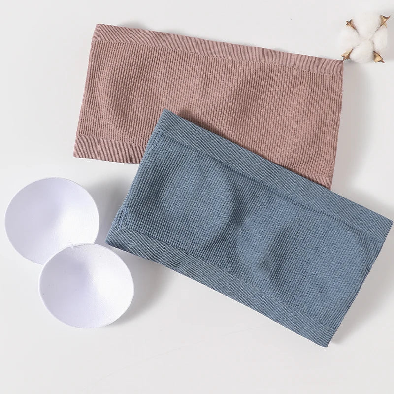 Strapless Tube Top M-XL Seamless Bras Non-Wire Bandeau Bra Women Crop Tops Sexy Underwear Removable Pads Female Intimate