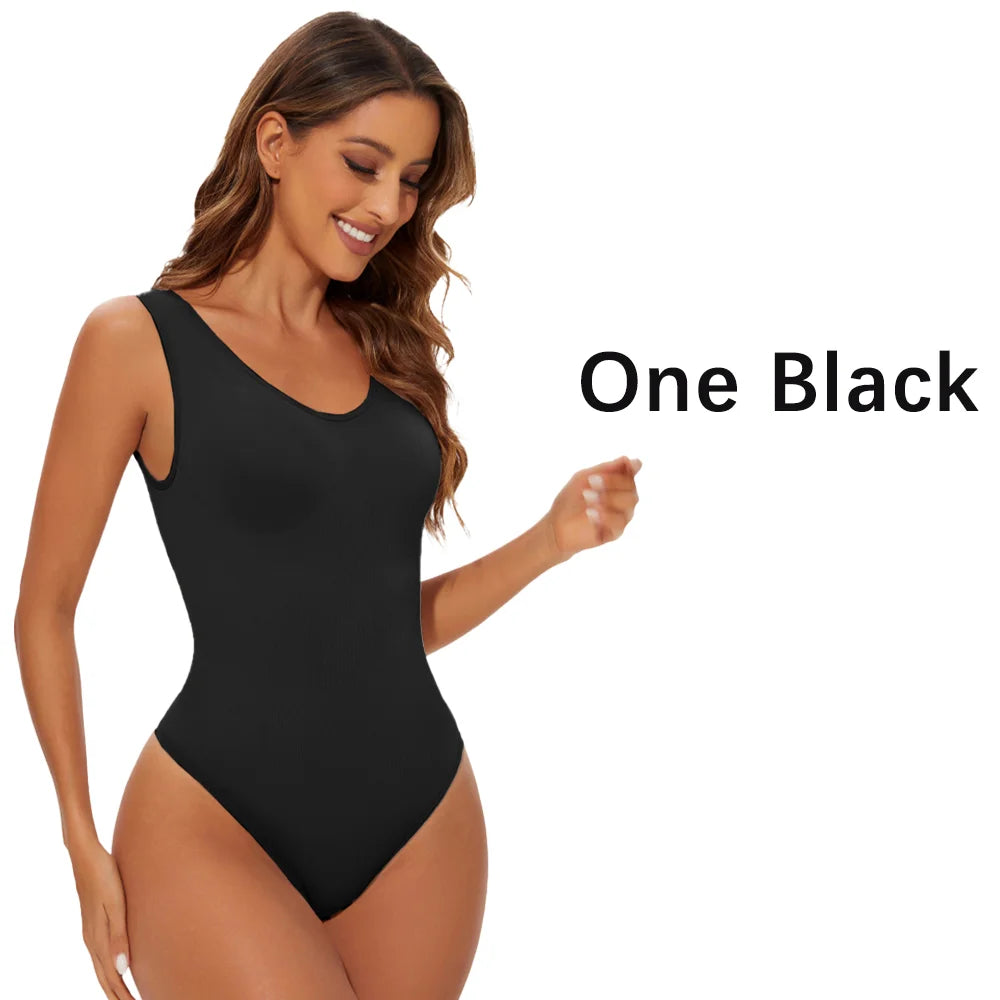Seamless Bodysuit Shapewear for Women – Body Shaper with Wide Shoulder Straps