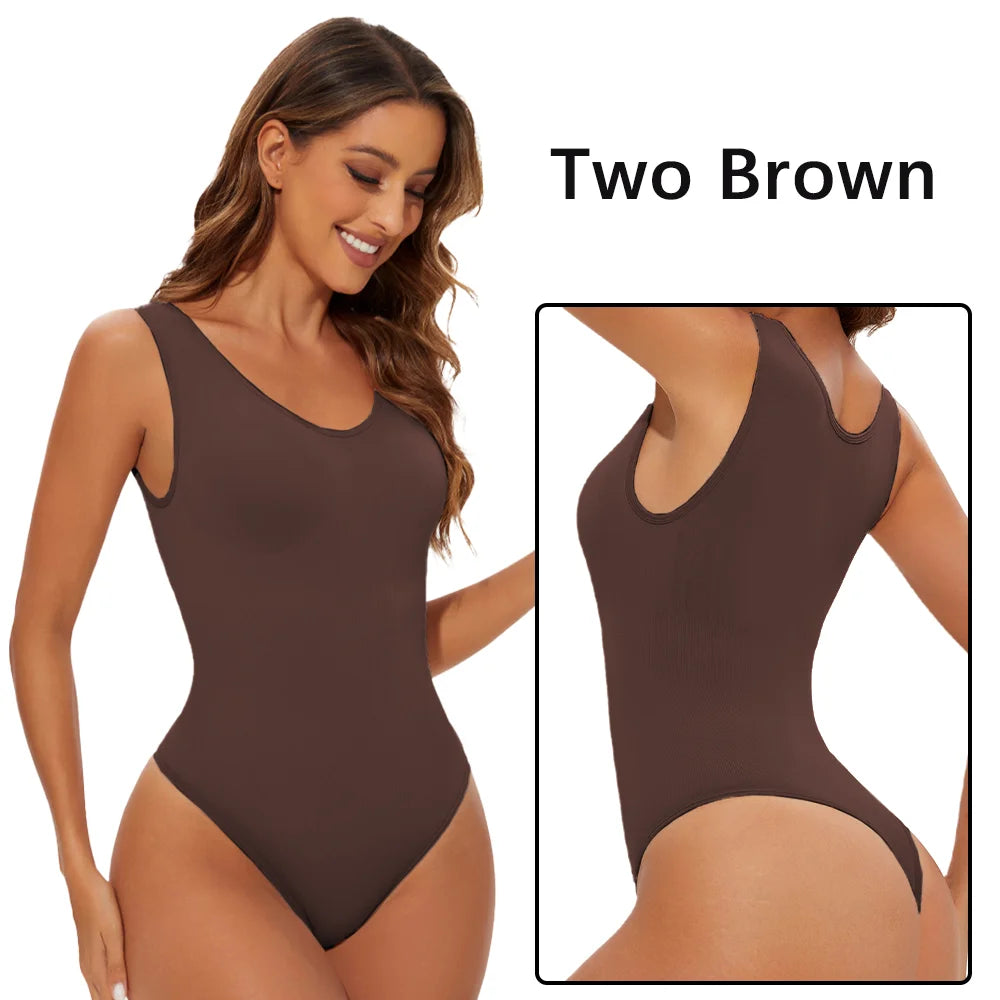 Seamless Bodysuit Shapewear for Women – Body Shaper with Wide Shoulder Straps