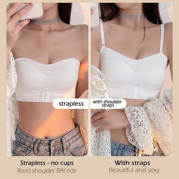 Invisible Strapless Bra For Women Wireless Push Up Non Slip Wedding Brassiere Big Breasts Underwear Sexy Lingerie S-Xl Plus Size