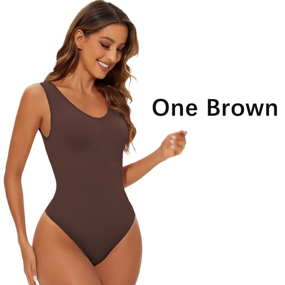 Seamless Bodysuit Shapewear for Women – Body Shaper with Wide Shoulder Straps