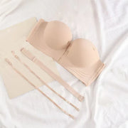 FallSweet Strapless Push Up Bra for Women Non-Slip Backless Tube Top Bras with Side Buckle Wireless Bralette Sports Underwear