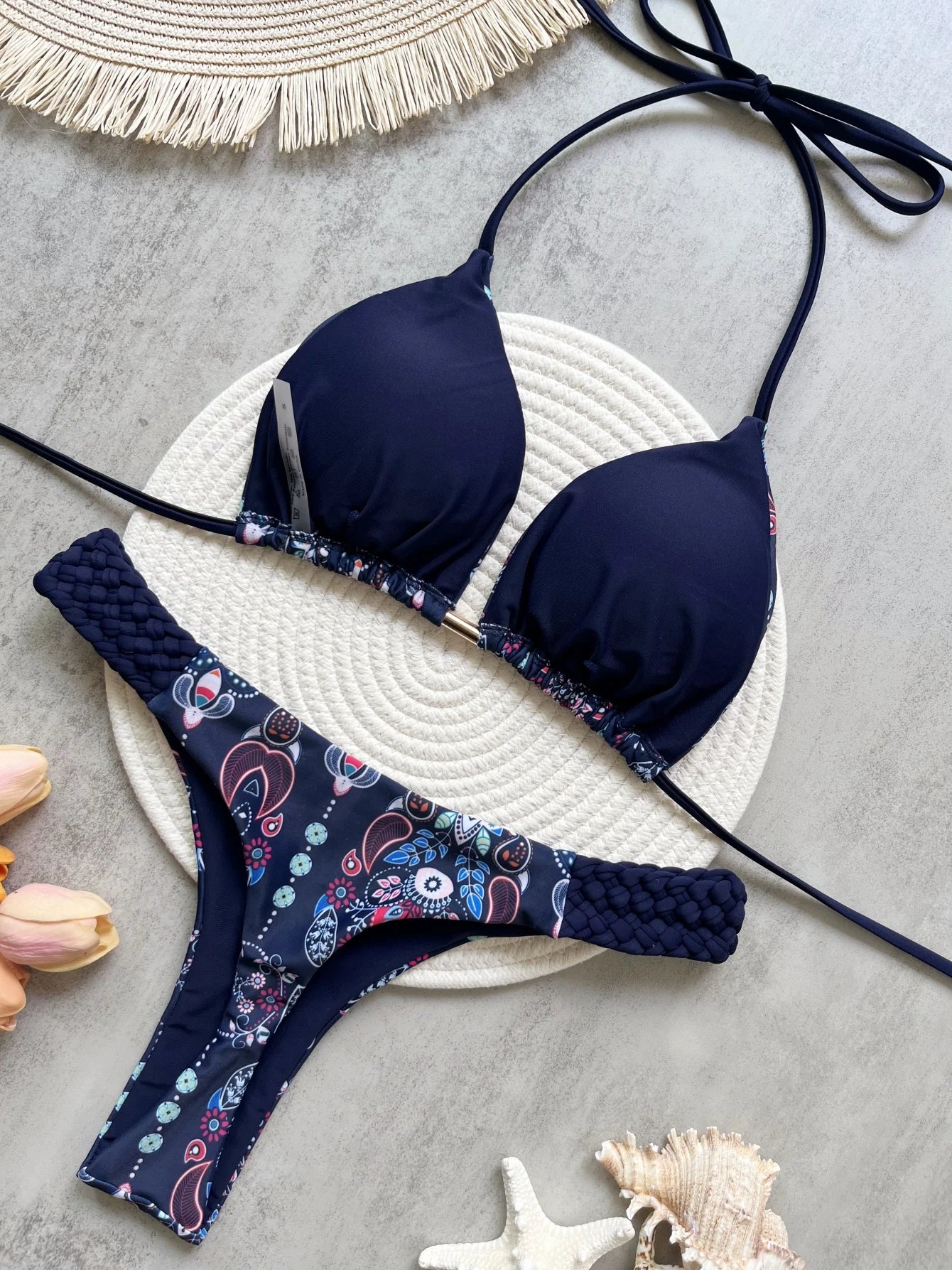 Halter Top & Mini Thong Bikini Set – High Cut Women’s Swimwear