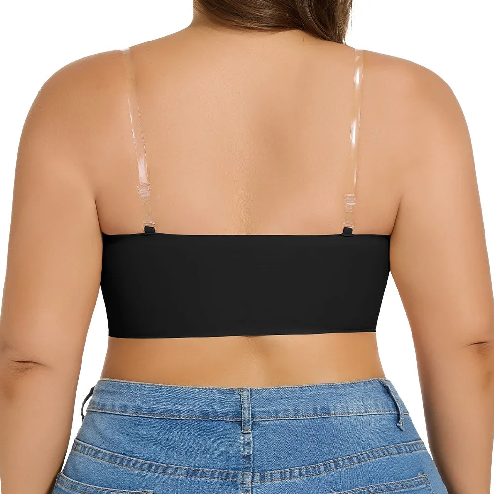 Women Strapless Padded Bra Seamless Front Button Cross Bandage Bras Comfortable Smooth Plus Size Lingerie for Women