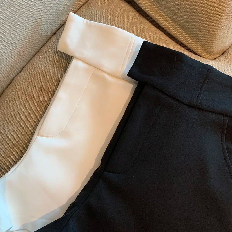 Women’s High-Waisted A-Line Black Shorts – Casual Slim Fit