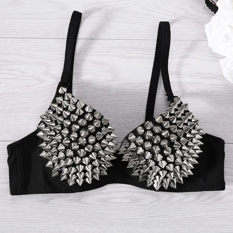 New Sexy Lingerie Underwear Bras for Women Steampunk Spike Studs Bra Top Wireless Bra Fashion Party Club Tops Female Underwear