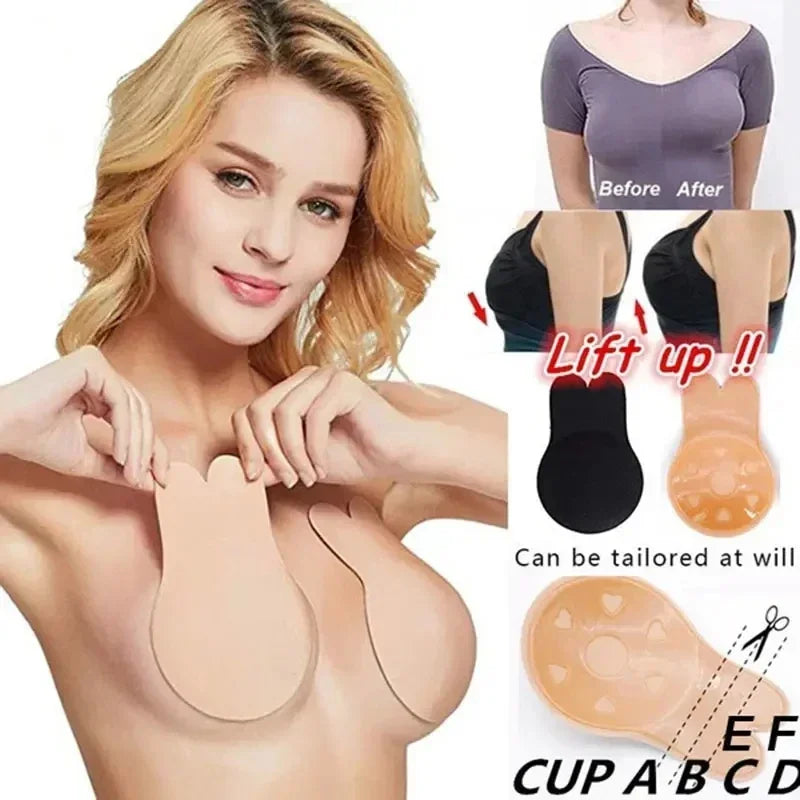 Invisible Nude Bra Push Up Chest Paste Sexy Breast Pasty Invisible Mango Silicone Chest Sticker For Women Wedding DropShip