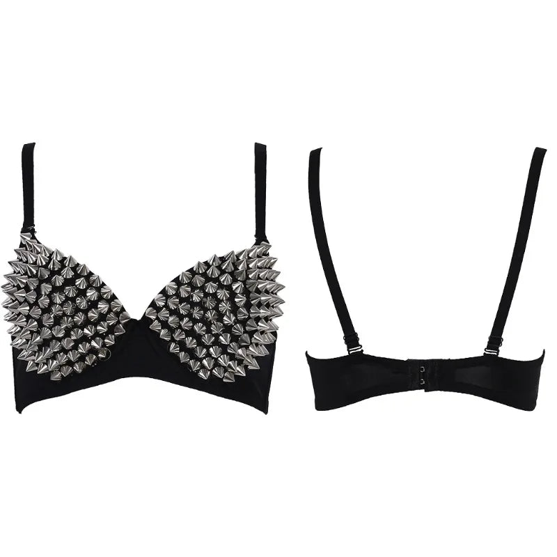 New Sexy Lingerie Underwear Bras for Women Steampunk Spike Studs Bra Top Wireless Bra Fashion Party Club Tops Female Underwear