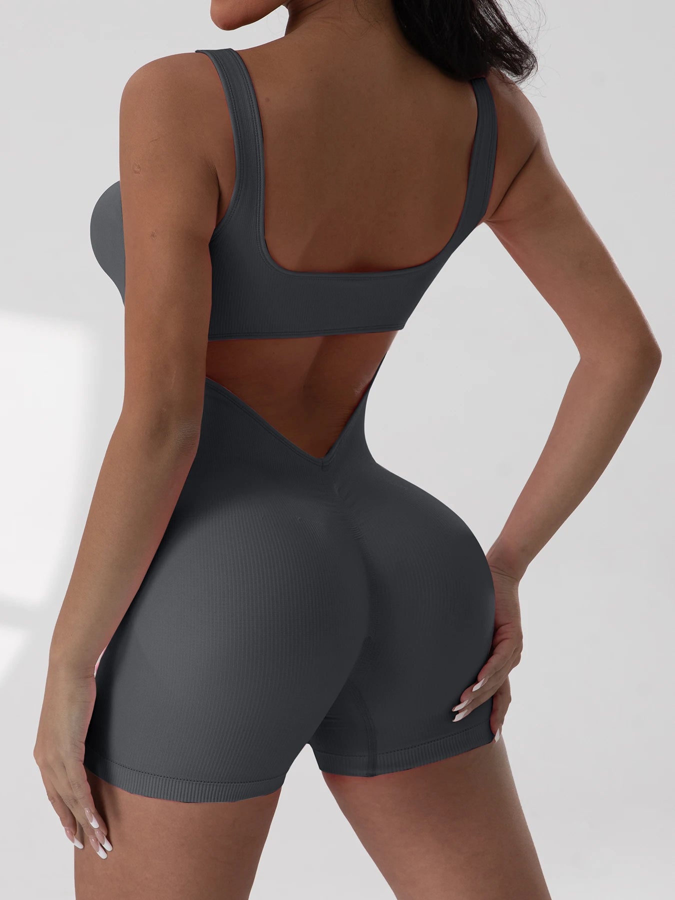 Backless Yoga Suit – U-Neck Sleeveless Sports Jumpsuit for Women