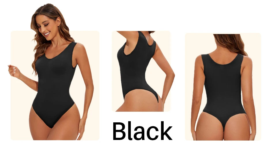 Seamless Bodysuit Shapewear for Women – Body Shaper with Wide Shoulder Straps