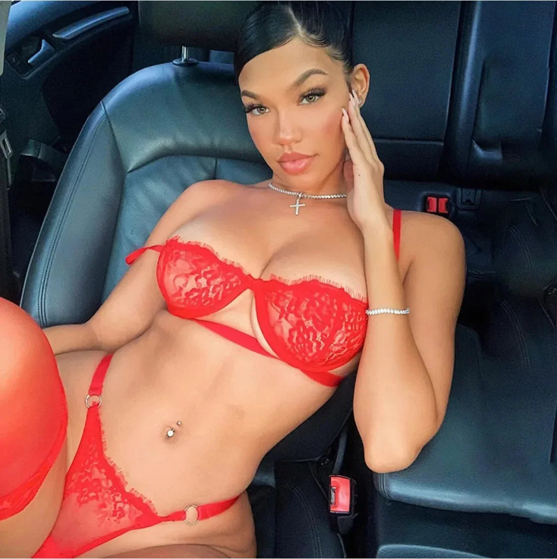 Floral Lace Transparent Bra & Panty Lingerie Set