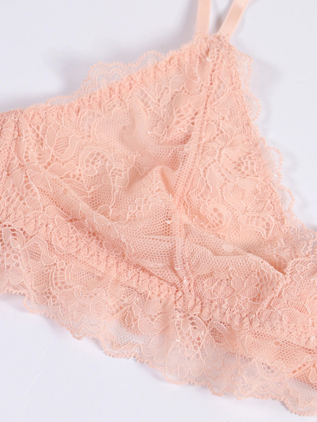 Lace Lingerie Set with Non-Padded Bra, Panty & Garter Stocking