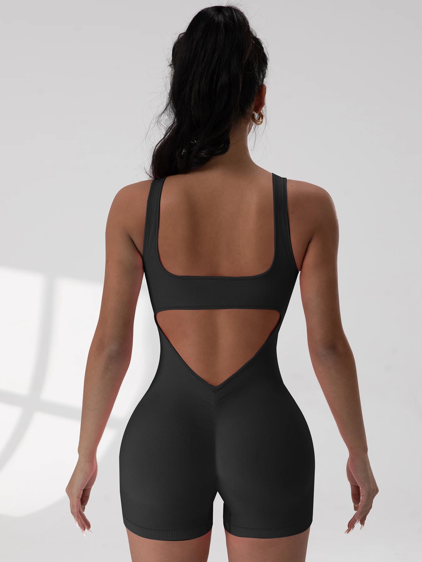 Backless Yoga Suit – U-Neck Sleeveless Sports Jumpsuit for Women