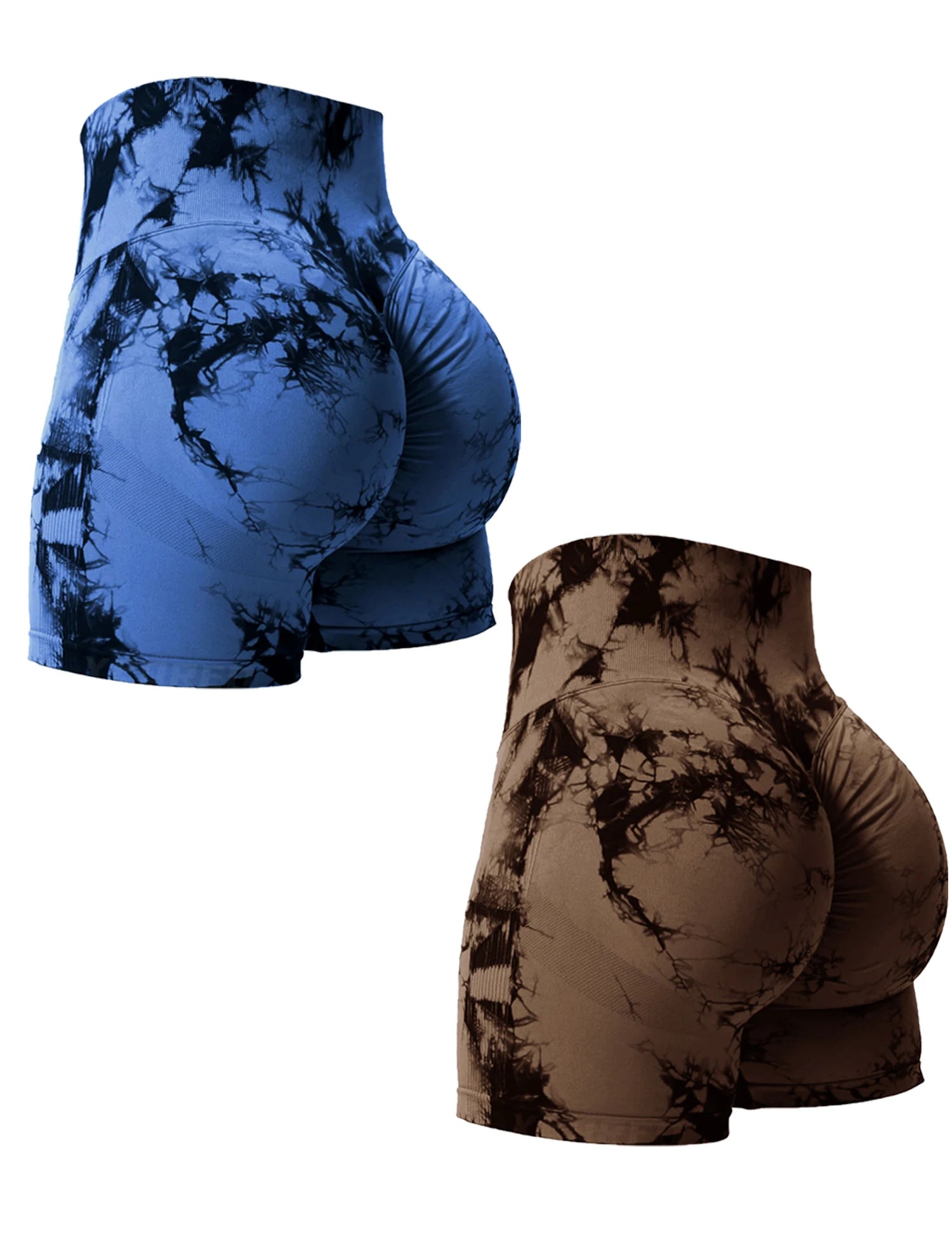 2-Pack Tie-Dye Butt Lifting High-Waist Gym Shorts for Women