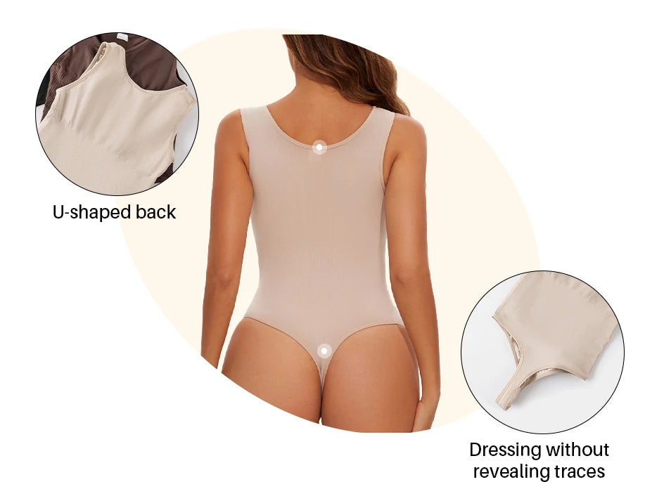 Seamless Bodysuit Shapewear for Women – Body Shaper with Wide Shoulder Straps