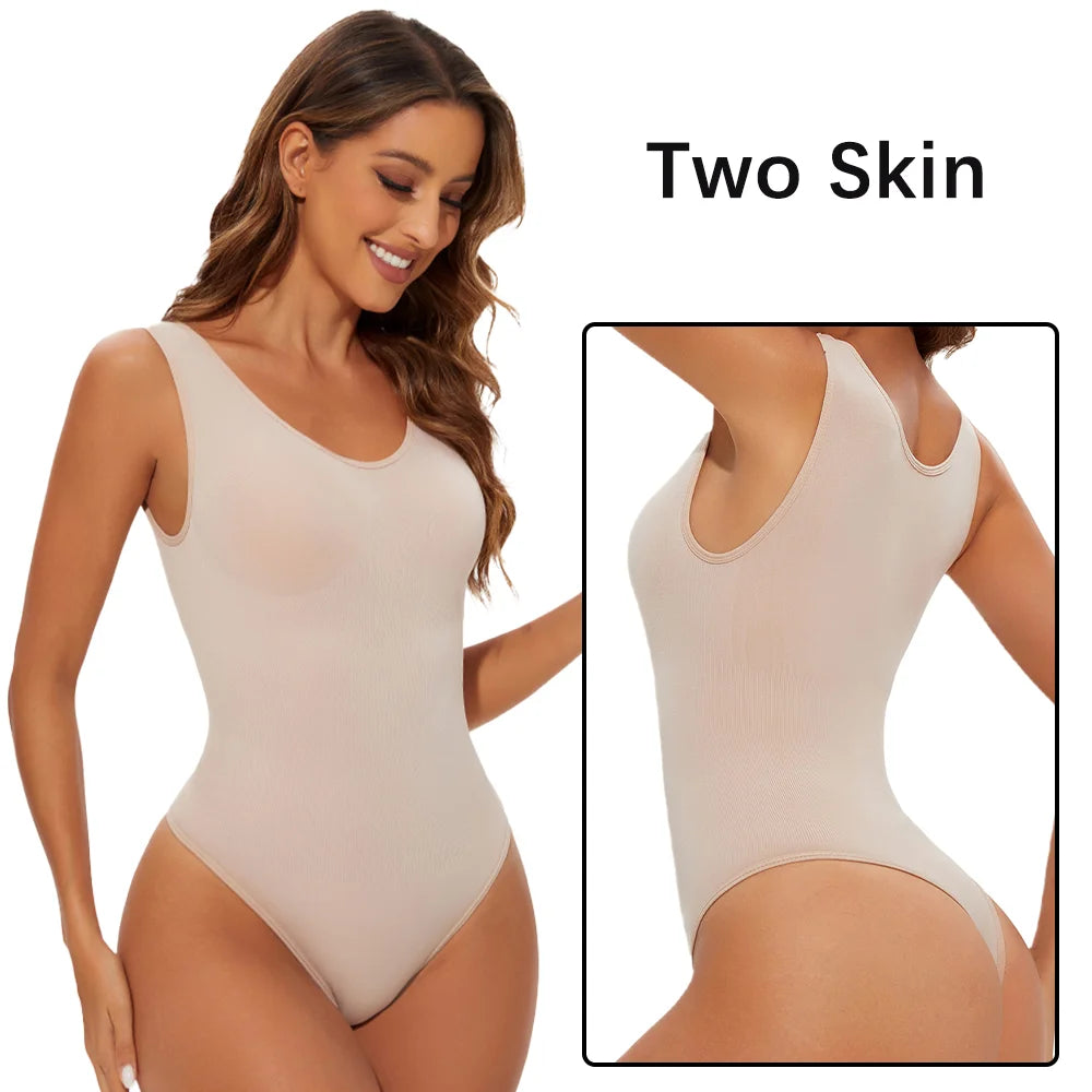 Seamless Bodysuit Shapewear for Women – Body Shaper with Wide Shoulder Straps