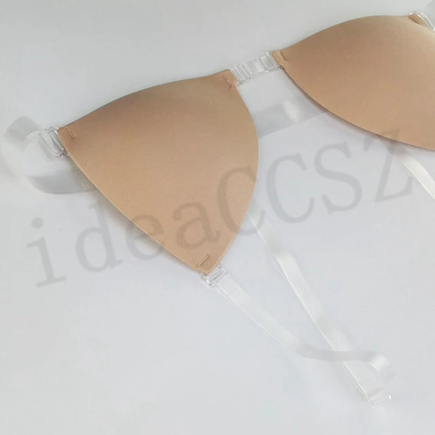 Sticky Bra for Women Backless Wedding Dress Silicone Plunge Deep U Neck Adhesive Bras Lift Boob Invisible Underwear Nipple Cover