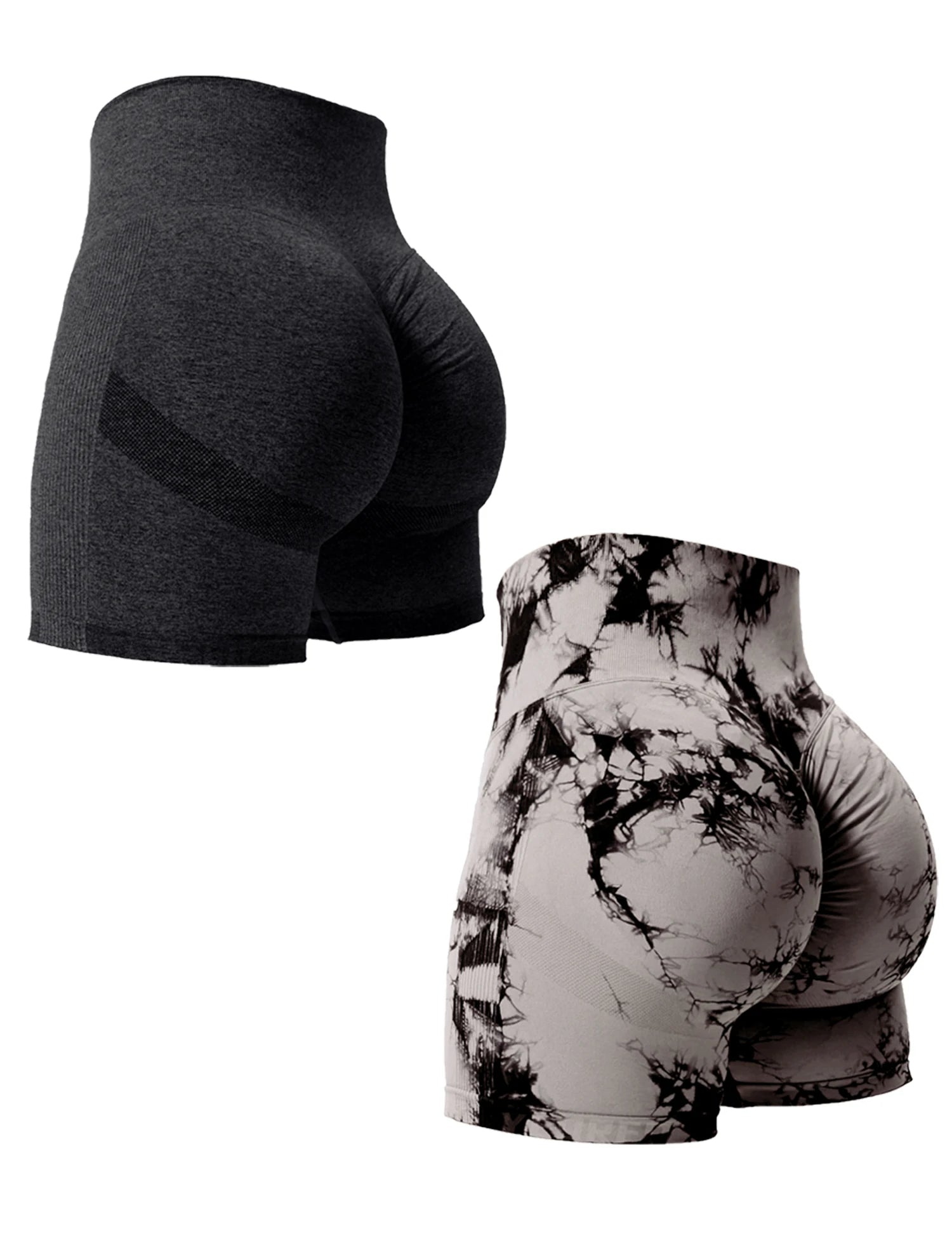 2-Pack Tie-Dye Butt Lifting High-Waist Gym Shorts for Women