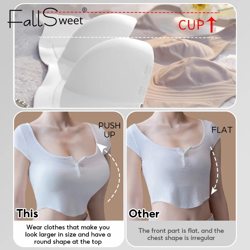 FallSweet Strapless Push Up Bra for Women Non-Slip Backless Tube Top Bras with Side Buckle Wireless Bralette Sports Underwear