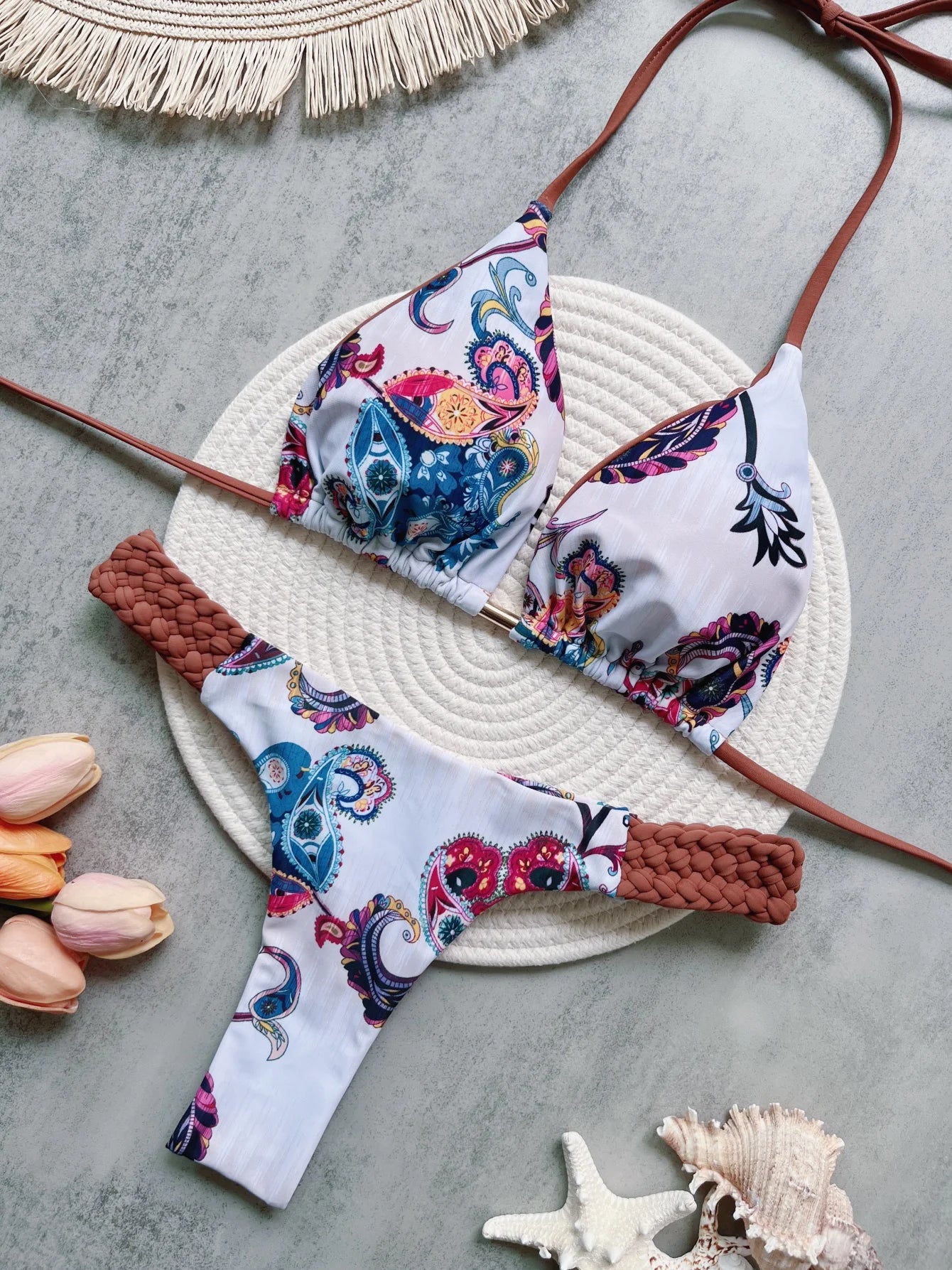 Halter Top & Mini Thong Bikini Set – High Cut Women’s Swimwear