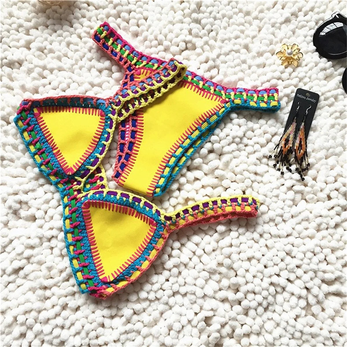 Crochet Bikini Set – Sexy Bandeau Swimwear & Brazilian Biquini