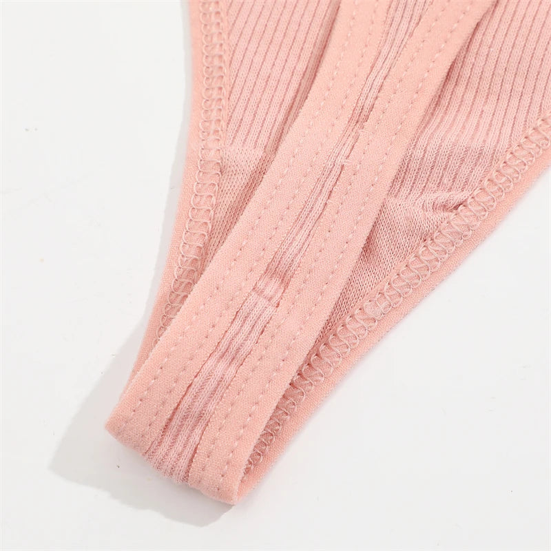 Women’s Low-Waist Cotton Lace G-String Panties – 3 Pcs