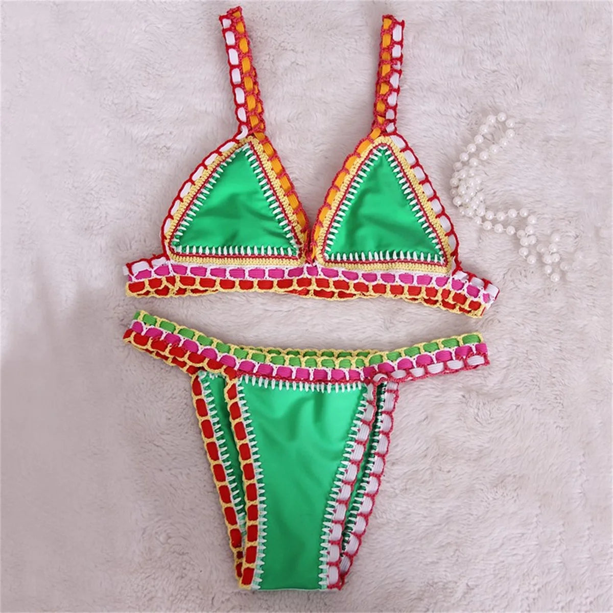 Crochet Bikini Set – Sexy Bandeau Swimwear & Brazilian Biquini