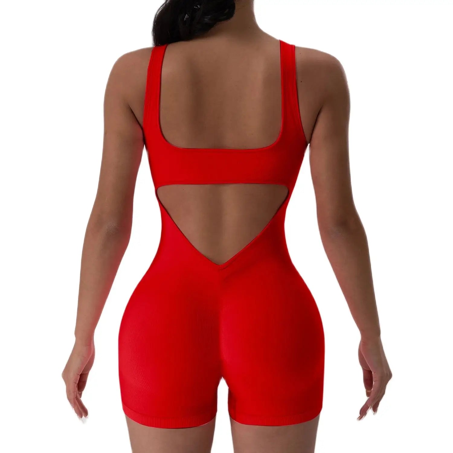 Backless Yoga Suit – U-Neck Sleeveless Sports Jumpsuit for Women
