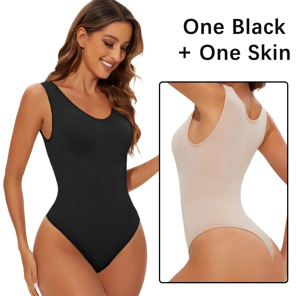 Seamless Bodysuit Shapewear for Women – Body Shaper with Wide Shoulder Straps