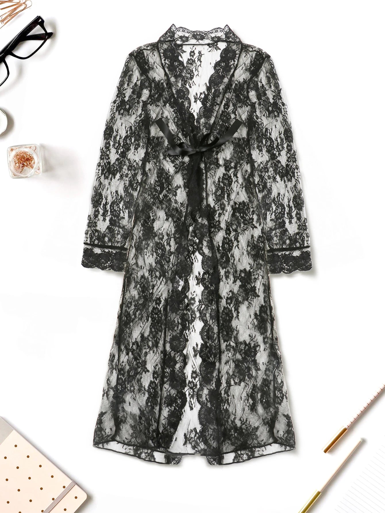 Lace Lingerie Set with Non-Padded Bra, Panty & Garter Stocking