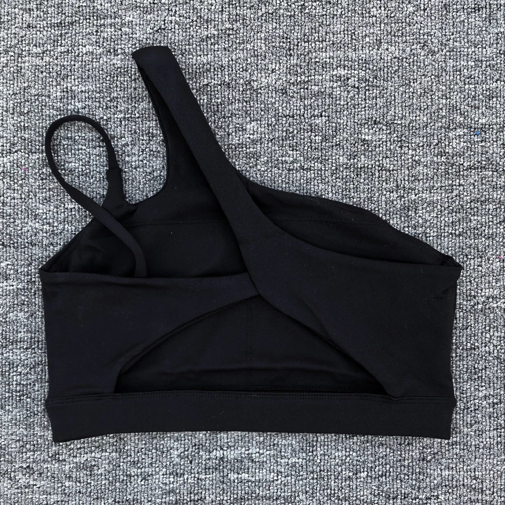 Women’s Shockproof Sports Bra with Oblique Shoulder Straps