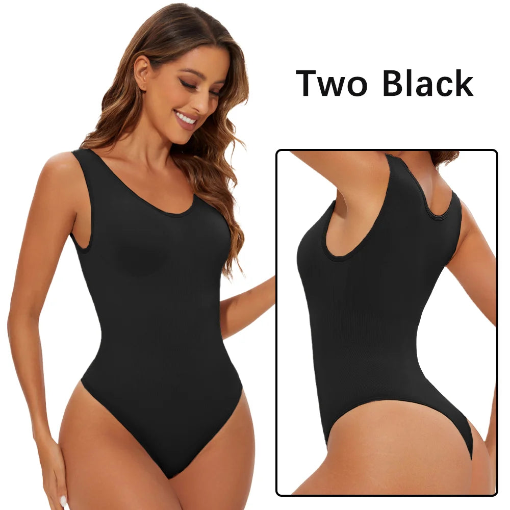 Seamless Bodysuit Shapewear for Women – Body Shaper with Wide Shoulder Straps