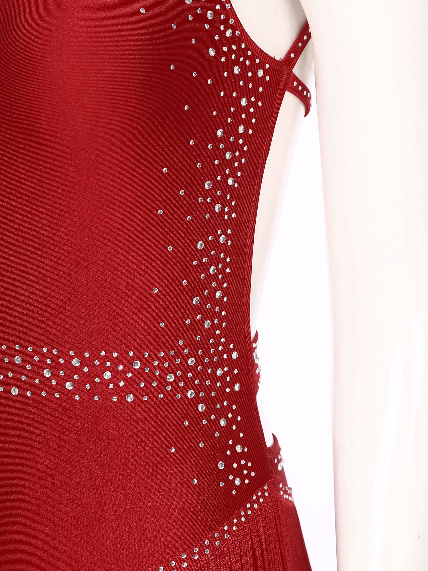 Women’s Rhinestone Tassel Latin Dance Leotard Dress – Tango, Cha-Cha, Salsa