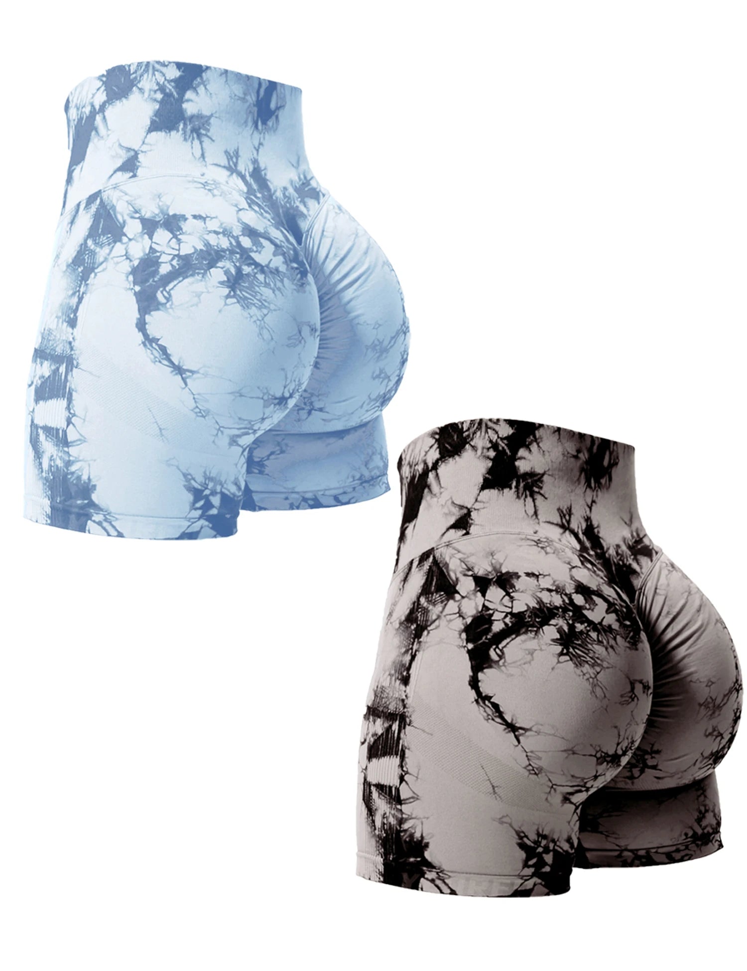 2-Pack Tie-Dye Butt Lifting High-Waist Gym Shorts for Women