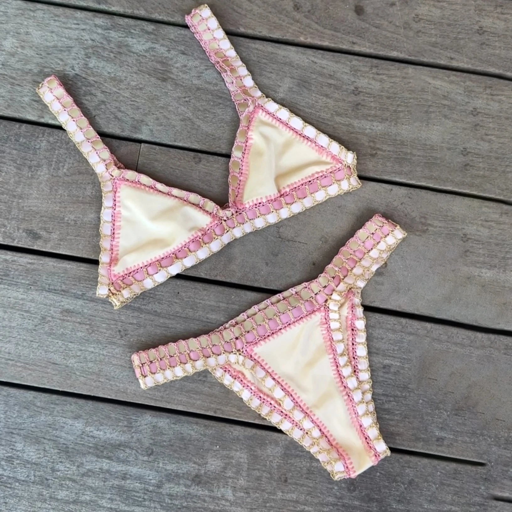 Crochet Bikini Set – Sexy Bandeau Swimwear & Brazilian Biquini