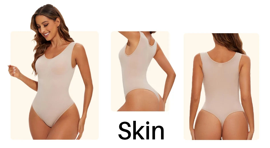 Seamless Bodysuit Shapewear for Women – Body Shaper with Wide Shoulder Straps