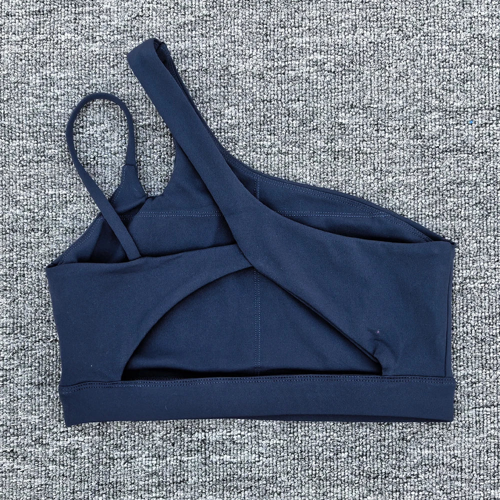 Women’s Shockproof Sports Bra with Oblique Shoulder Straps