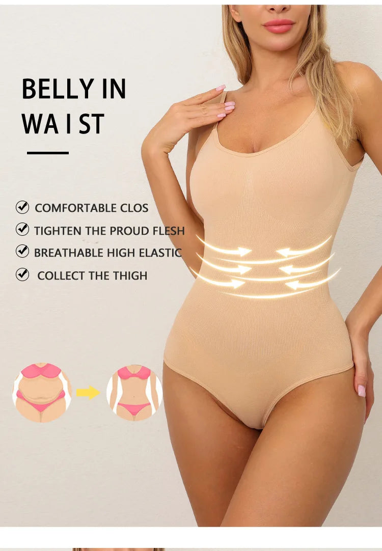 Full Body High Elastic Bodysuit Shapewear – Seamless Tummy Control Waist Trainer