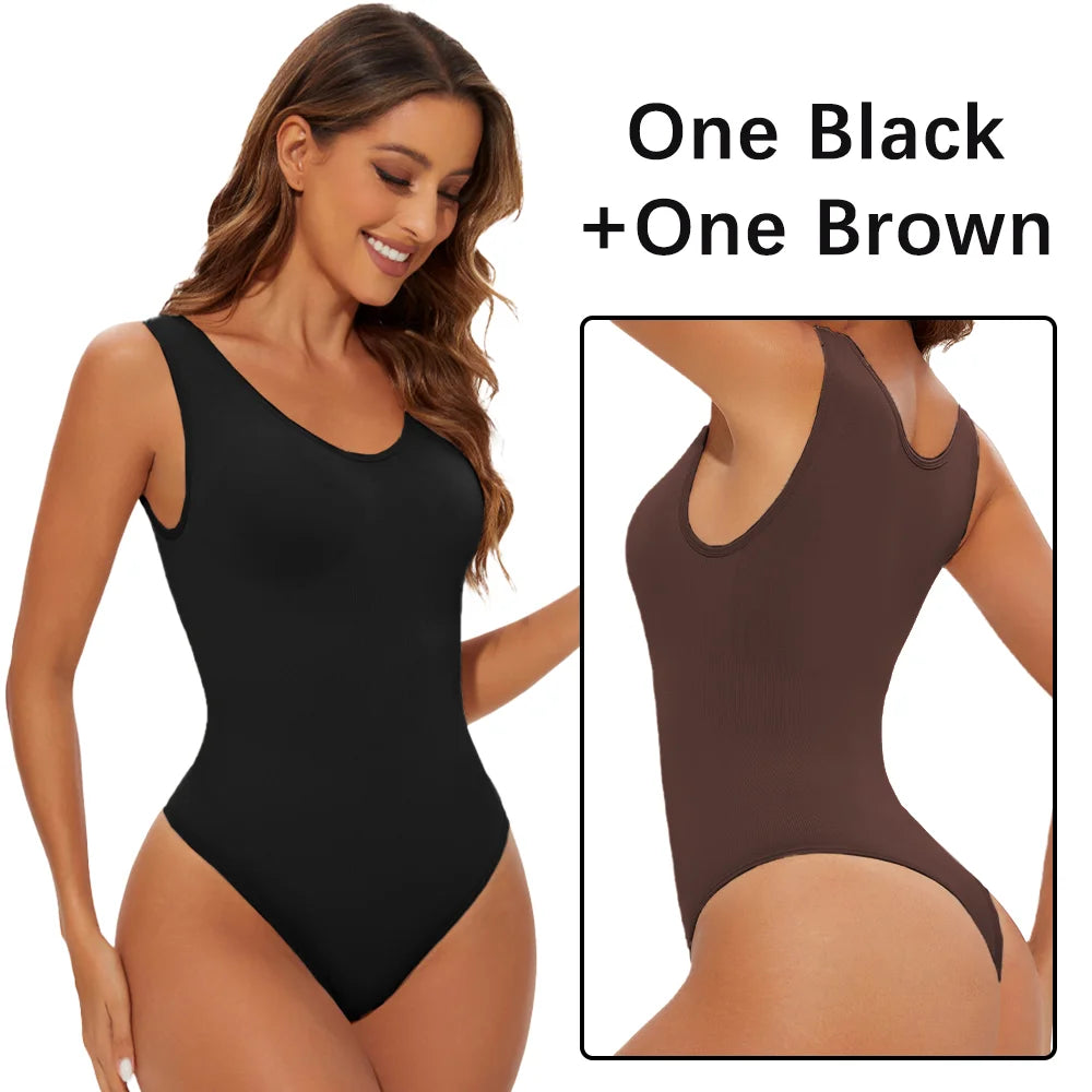 Seamless Bodysuit Shapewear for Women – Body Shaper with Wide Shoulder Straps