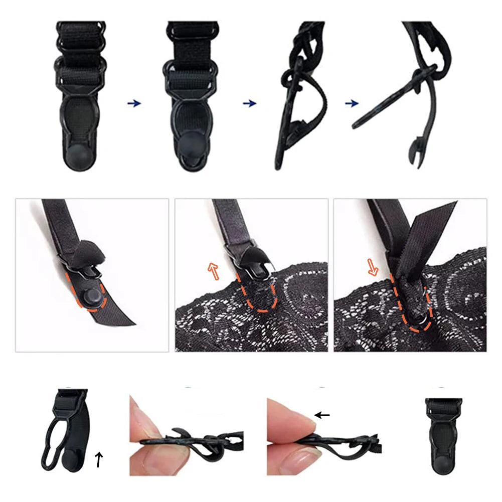 Lace Lingerie Set with Non-Padded Bra, Panty & Garter Stocking