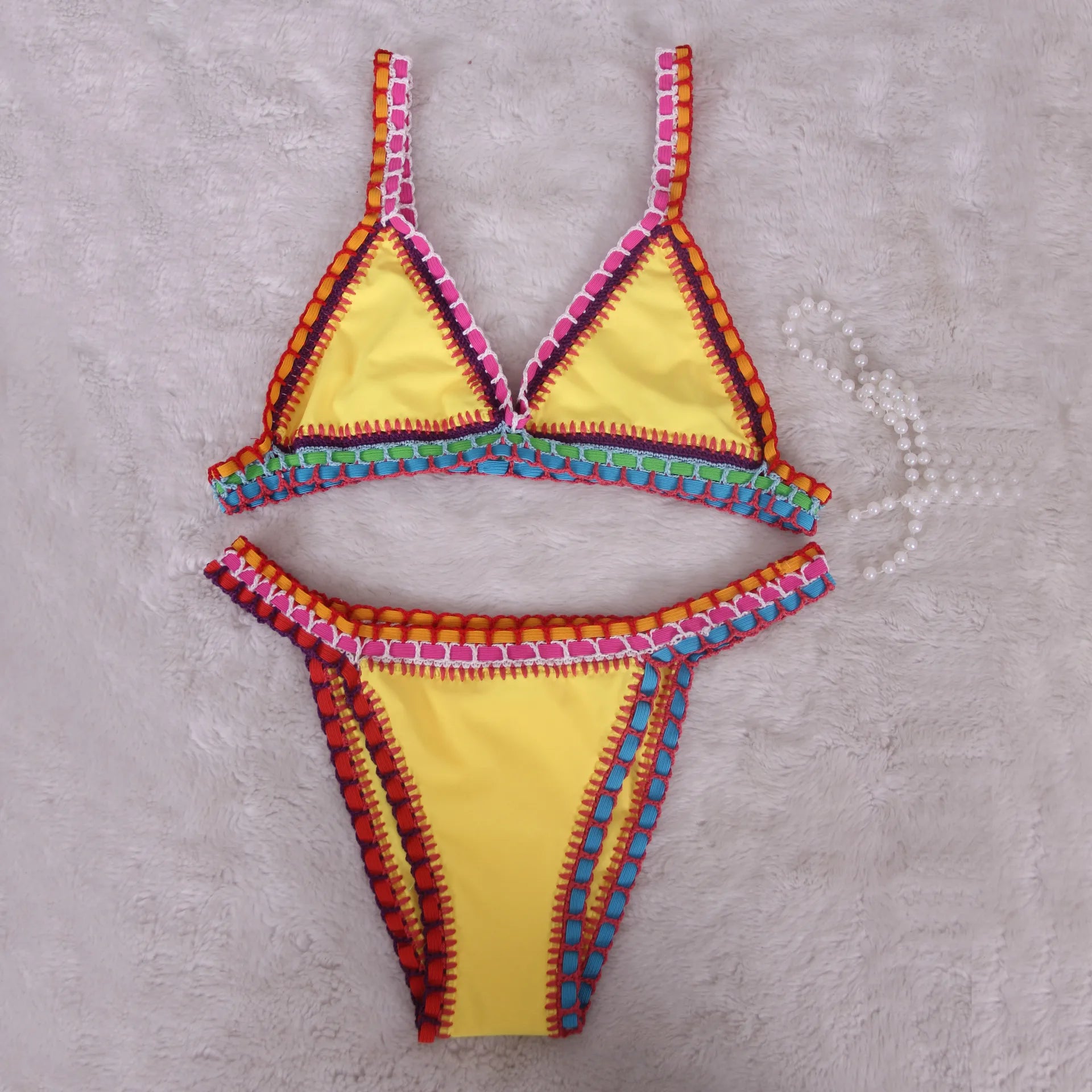 Crochet Bikini Set – Sexy Bandeau Swimwear & Brazilian Biquini