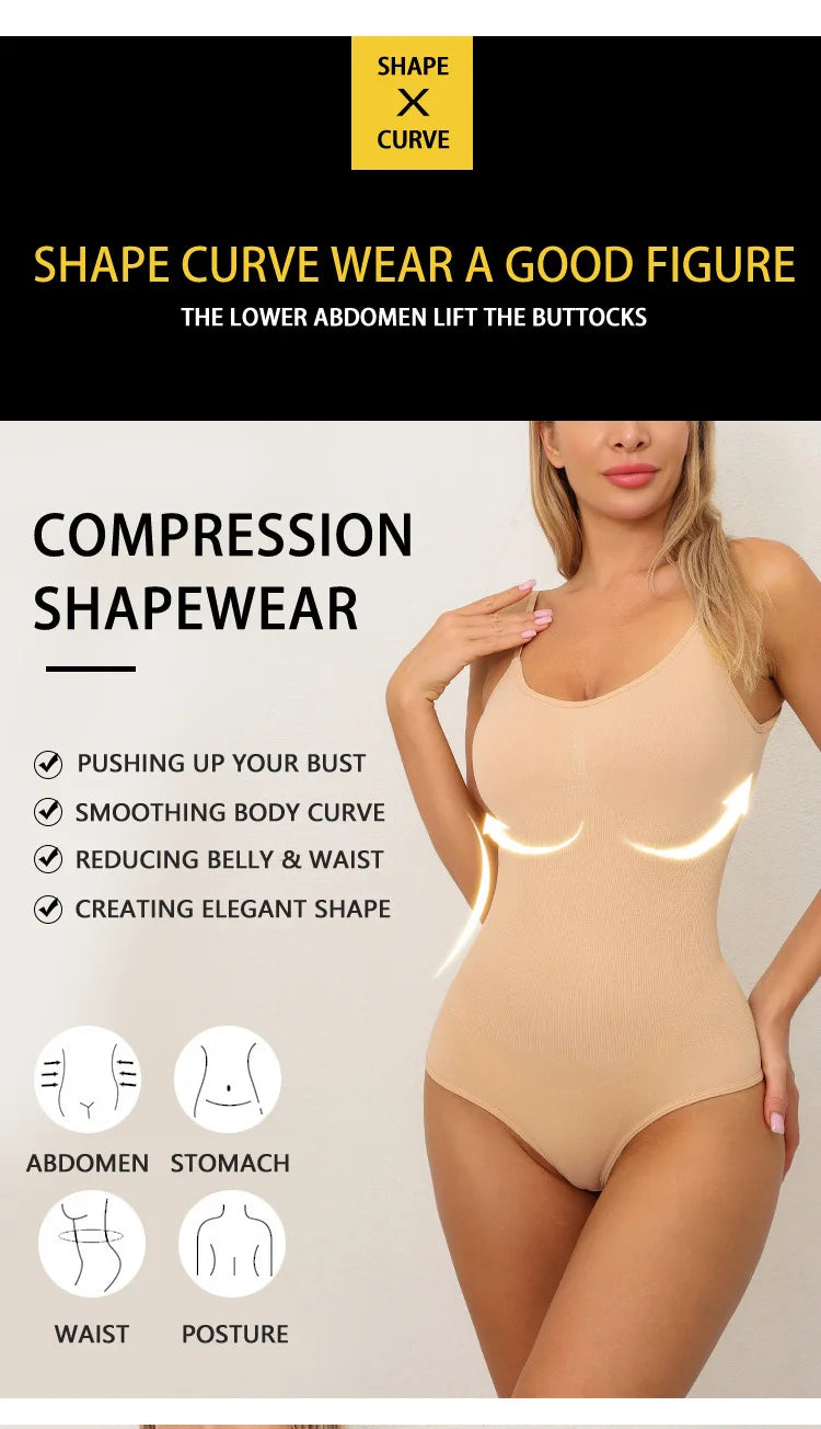 Full Body High Elastic Bodysuit Shapewear – Seamless Tummy Control Waist Trainer