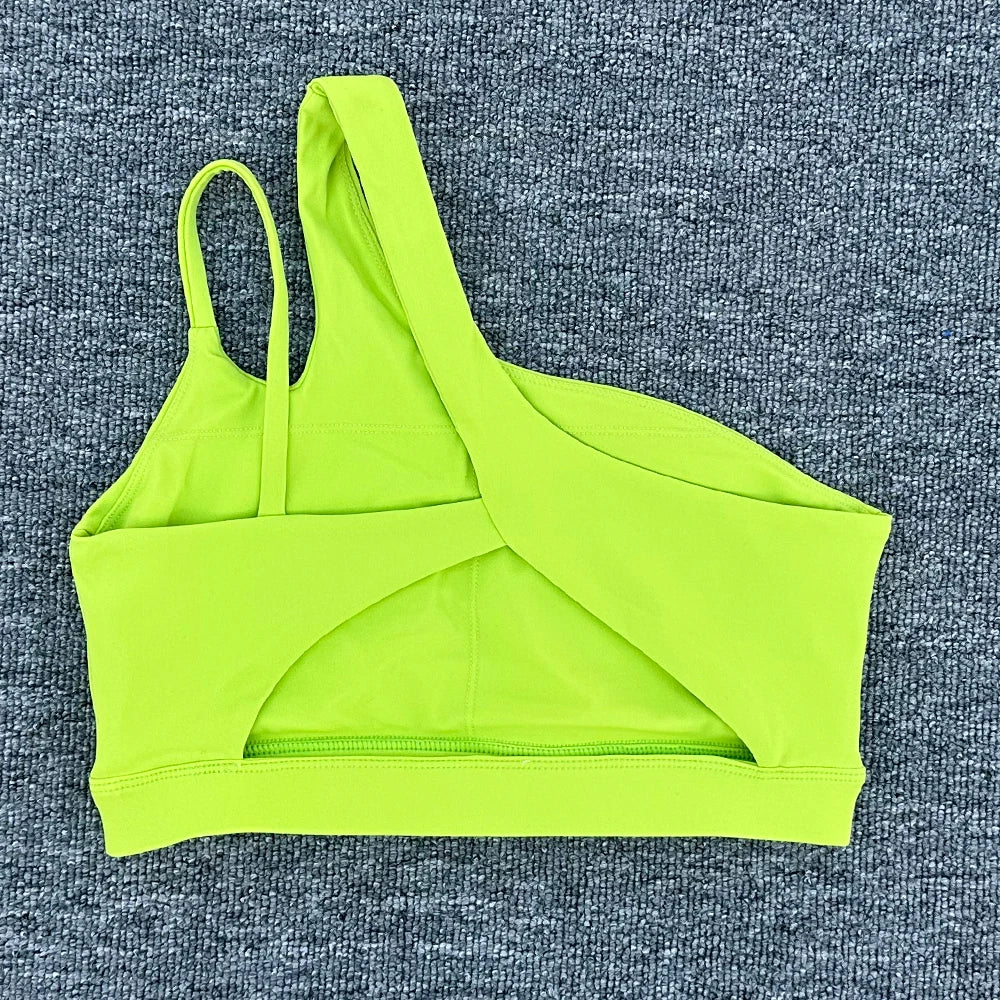 Women’s Shockproof Sports Bra with Oblique Shoulder Straps