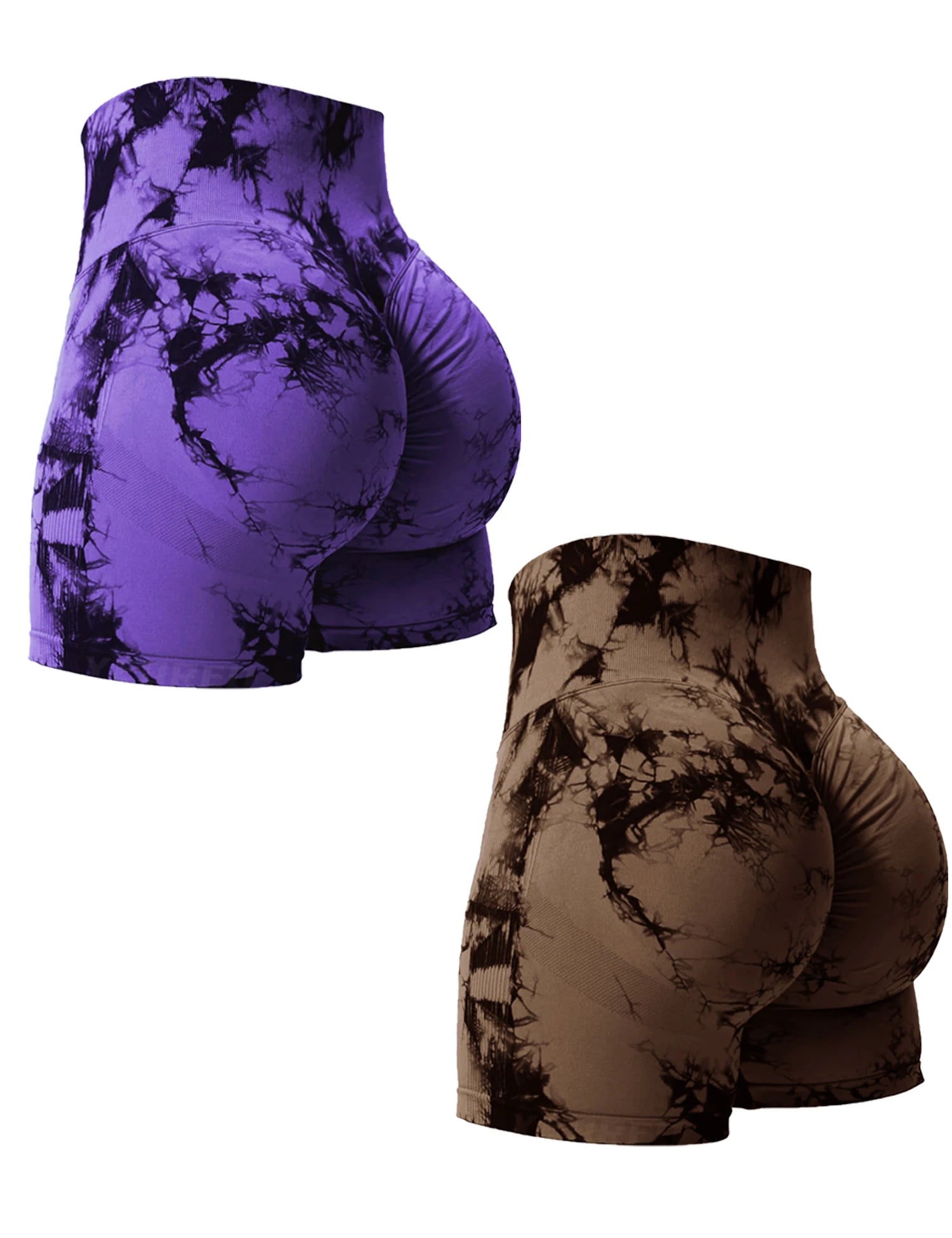 2-Pack Tie-Dye Butt Lifting High-Waist Gym Shorts for Women