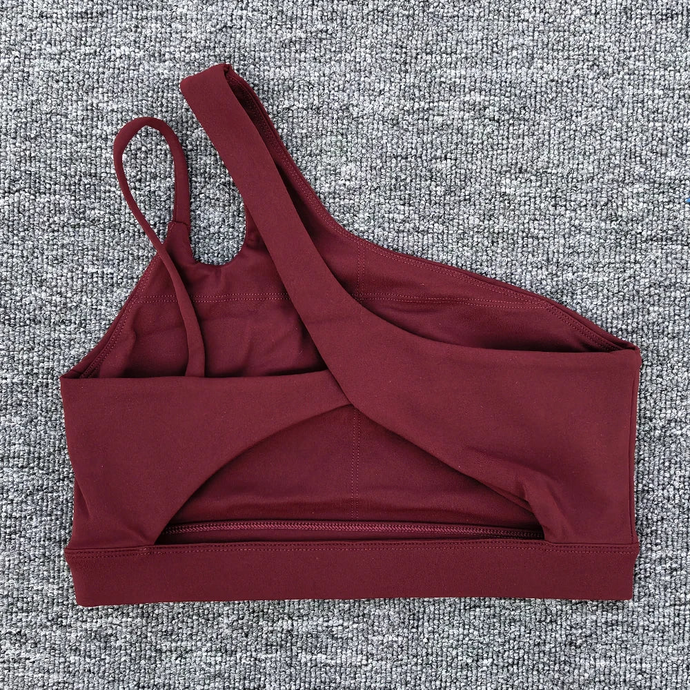 Women’s Shockproof Sports Bra with Oblique Shoulder Straps
