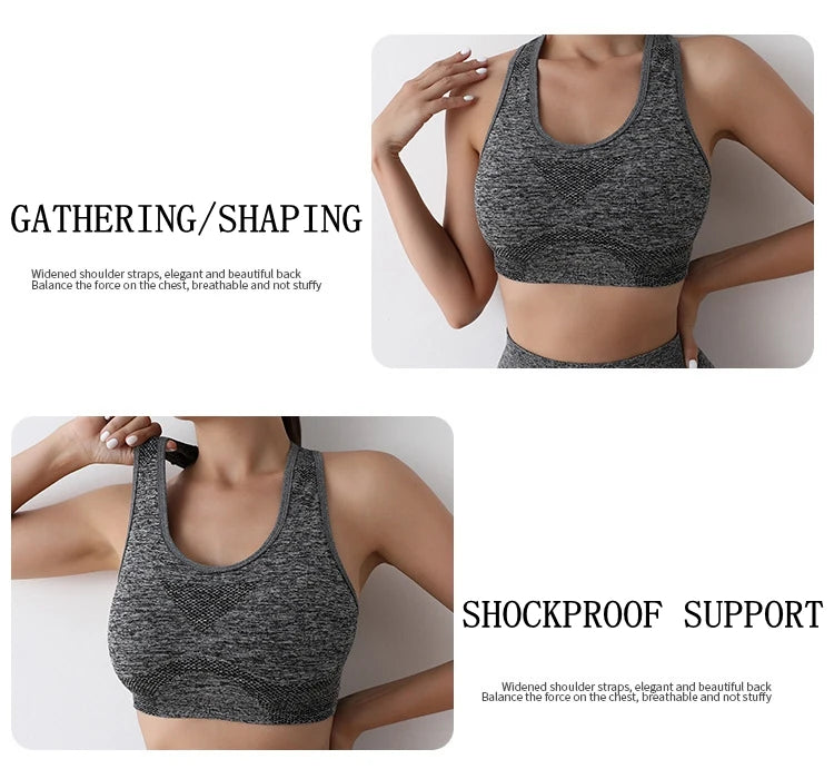 Sports Women Bras Yoga Top Vest High Shockproof Quick-drying Yoga Gym Running Fitness Underwear Ladies Seamless Sportswear