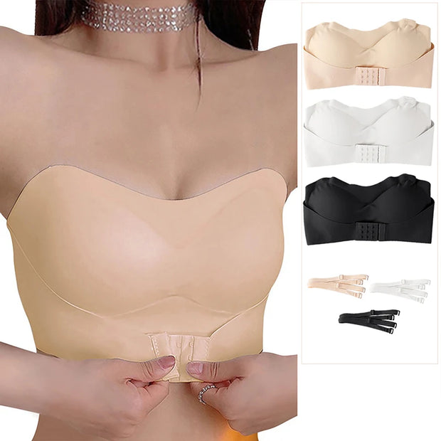 Invisible Strapless Bra For Women Wireless Push Up Non Slip Wedding Brassiere Big Breasts Underwear Sexy Lingerie S-Xl Plus Size