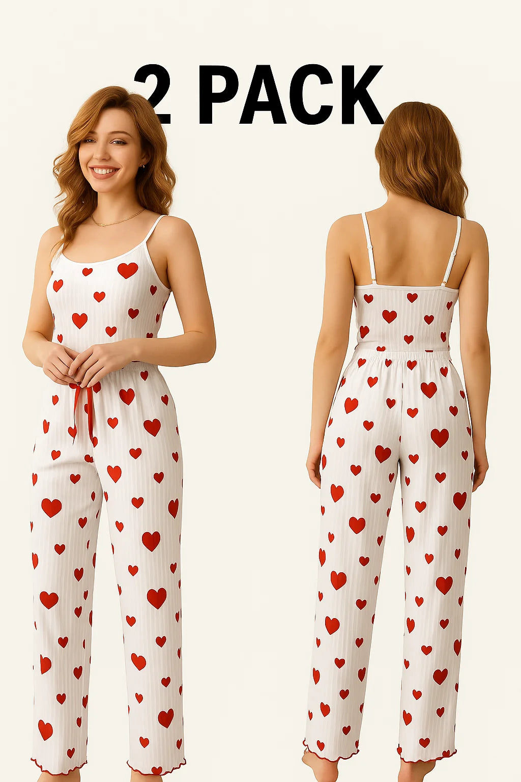 Women’s Plus Size Pajama Set – 2-Piece Short Vest & Trouser
