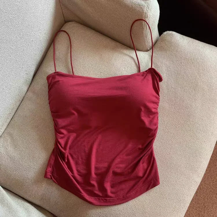 Women’s Sleeveless Seamless Tank Top with Built-In Chest Pads